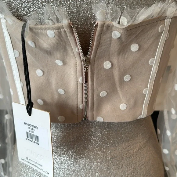 Runaway The Label Chloe White Spot Crop Top Size Medium NWTi - Picture 10 of 15